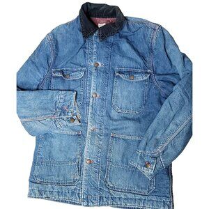 Vintage Big Mac Chore Coat Denim Jean Jacket Blanket Lined Union Made Distressed